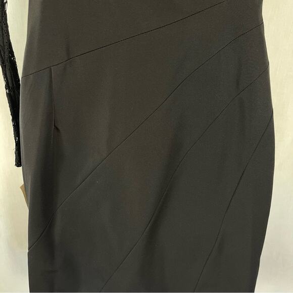 Suzi Chin Black One Shoulder Long Sleeve Cocktail Dress Size 4 NWT - Picture 5 of 12